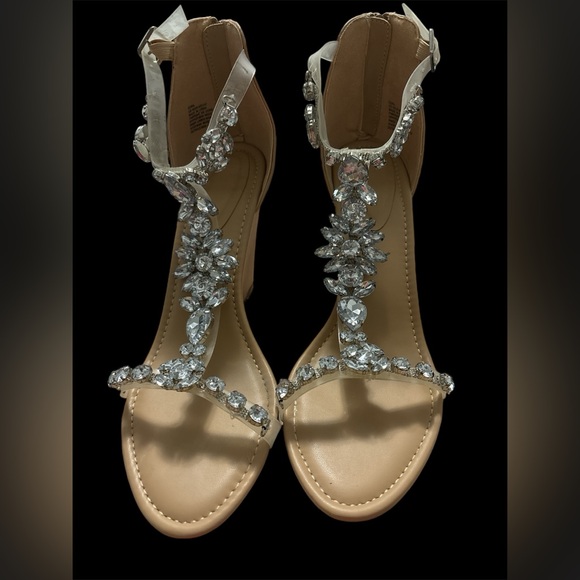 Nude and Rhinestone Wedges - Picture 3 of 6